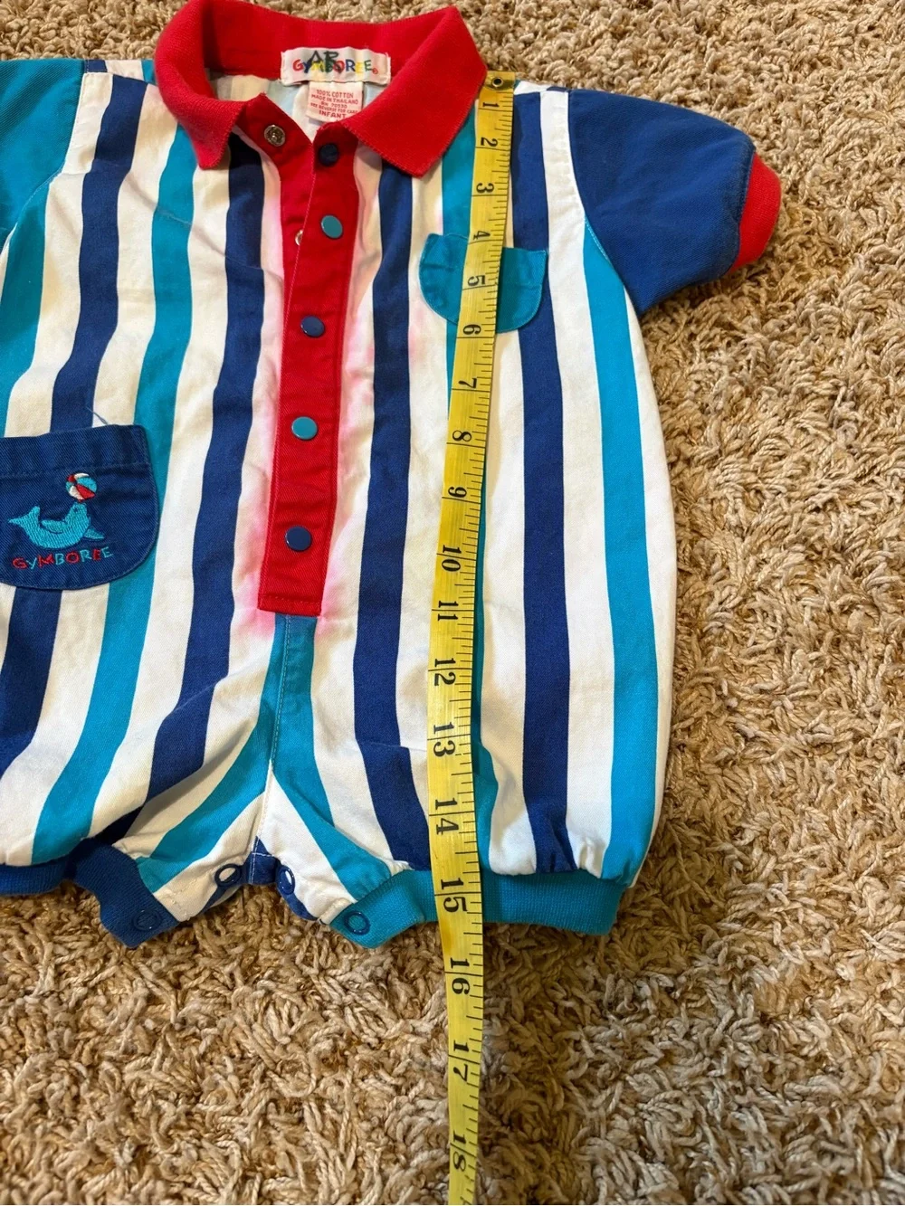 Vintage 90s Gymboree Bubble Striped Infant Romper size 6-12 months